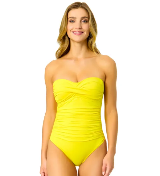 Live in Color Lemon Twist Front Shirred One Piece